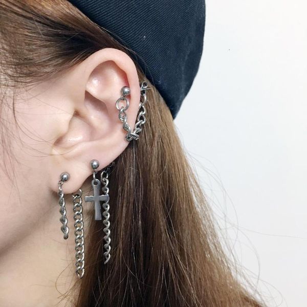 

личность vintage из нержавеющей стали цвета серебра крест серьги дамы punk многослойная кисточкой подвеска серьги партия ювелирных изделий j, Black;white