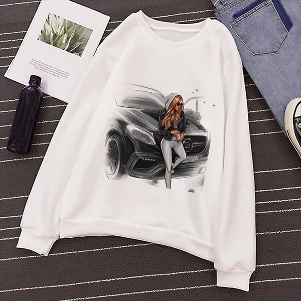 

kpop женщины белый балахон harajuku vogue sexy lady печати вскользь длинными рукавами oneck пуловер толстовка женский streetwear, Black