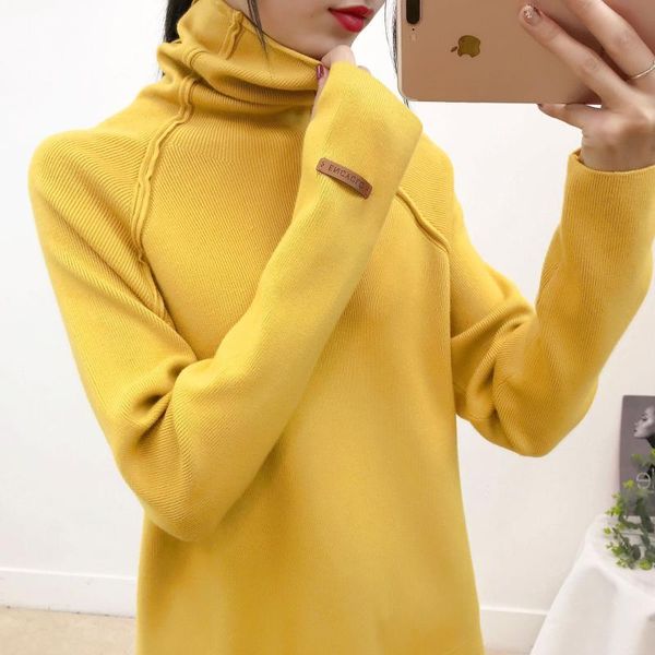 

women thick sweater knitted solid color pullover long sleeve turtleneck slim jumper autumn winter soft warm clothes, White;black