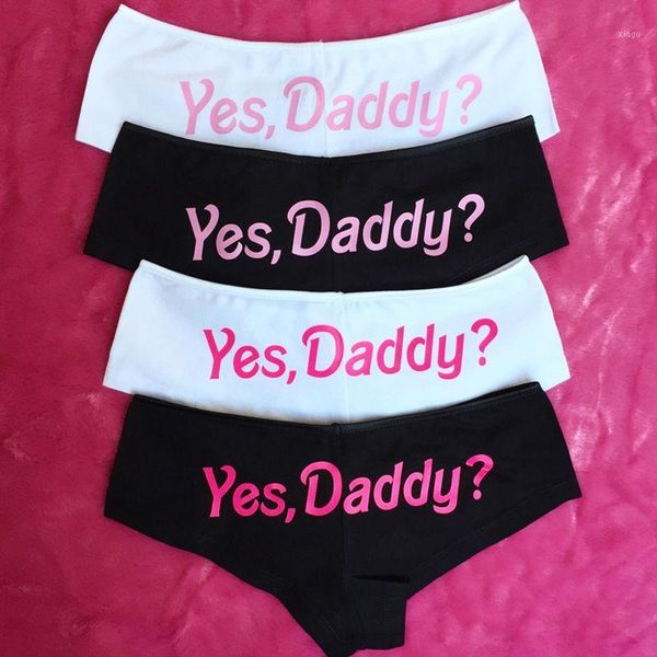 

women funny lingerie g-string briefs underwear panties t string thongs knickers yes daddy letter printed underwear ladies briefs1, Black;pink