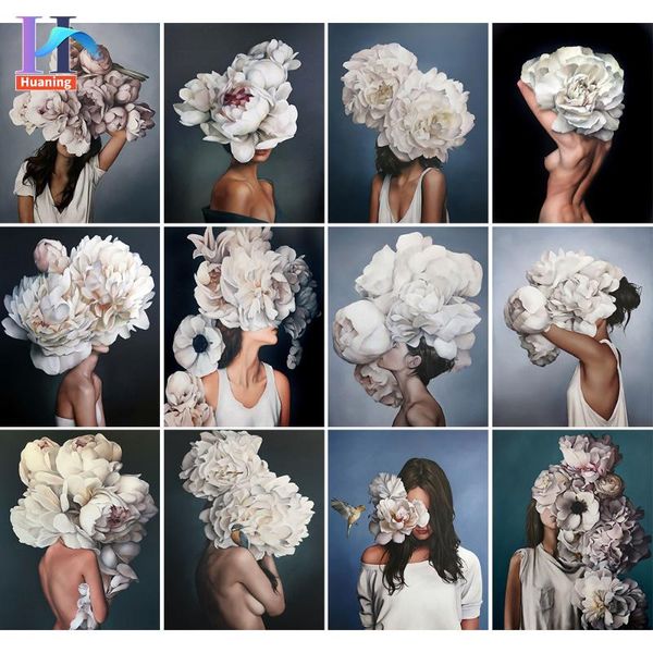 

paintings diy frame women painting by numbers figure picture canvas modern abstract handpainted oil for home decor