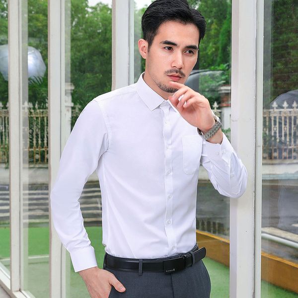 

2020 new casual large size shirt men's office wear, White;black