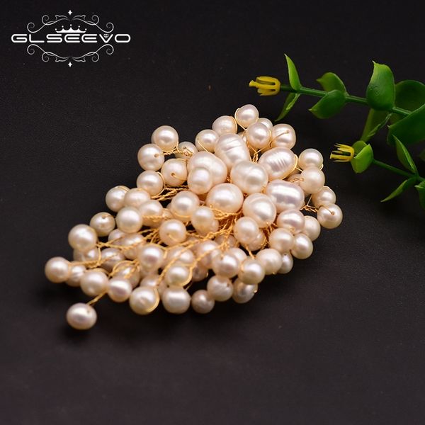 

glseevo natural fresh water pearl brooch for women party wedding gift brooches pin fine jewelry alfileres boda invitados go0342 201009, Gray