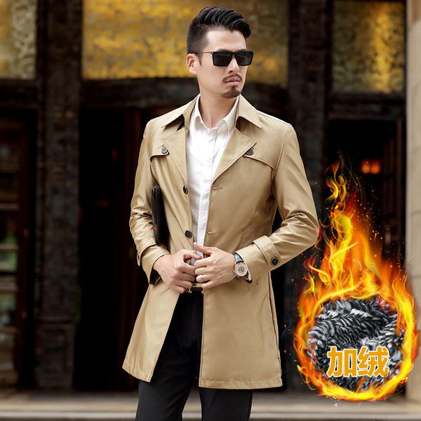 

winter plush business long windbreaker quality men's oversize 8xl, Tan;black