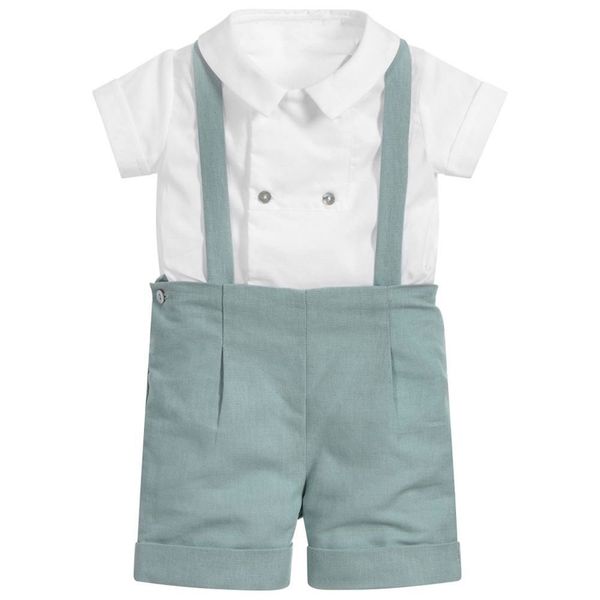 

baby boy boutique clothes set infant birthday baptism clothing suit kids spanish outfits white shirt pants newborn party suit y200803