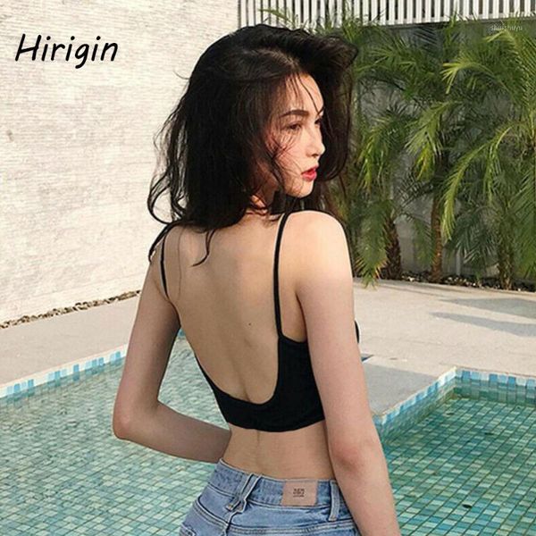 

2020 women cami girl's bralette casual bra vest t shirt v neck ladies tank backless t shirts female vest1, Black;white