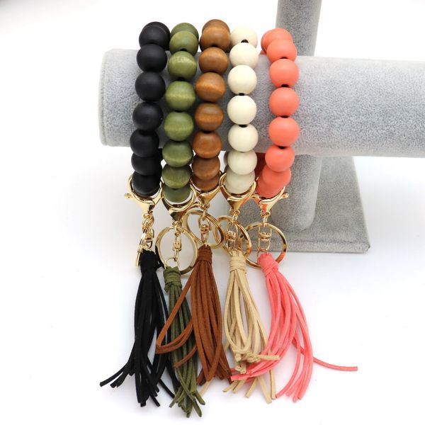 

cross-border korean version of velvet tassel beaded bracelet elastic cord keychain multicolor options, Golden;silver