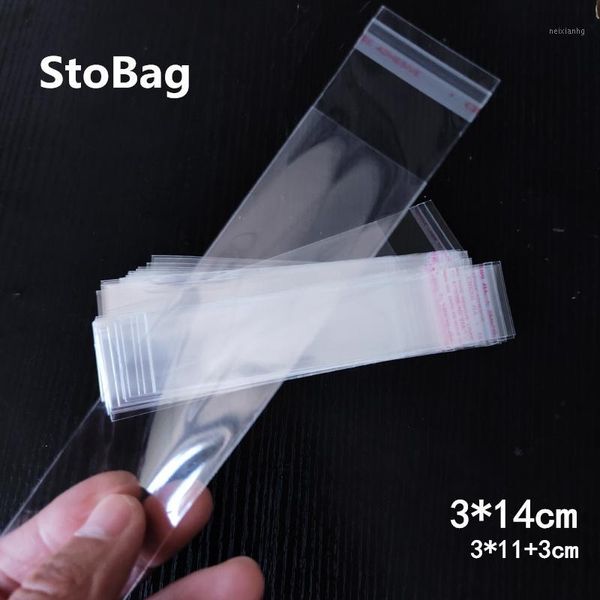 

gift wrap stobag 1000pcs 3*14cm transparent self adhesive seal opp plastic bags long for candy cookie packaging bag clear cellophane1