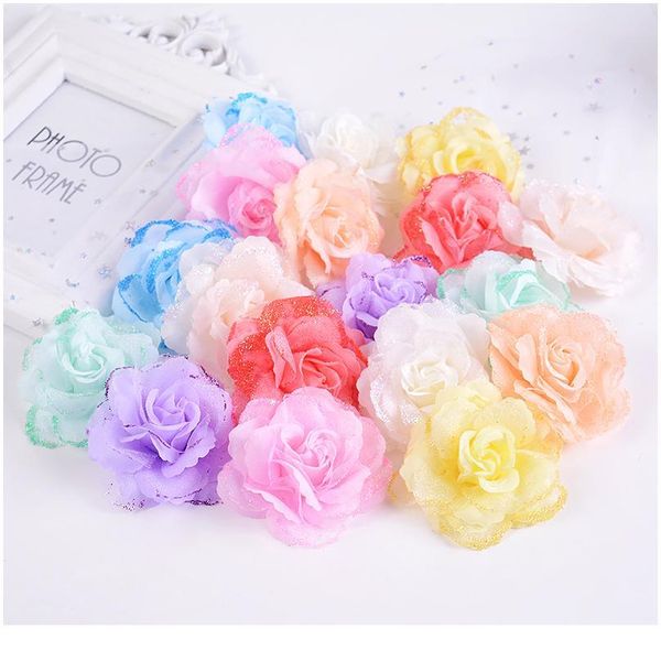 

10pcs new silk lace camellia artificial flower for wedding home christmas decoration diy wreath flower wall scrapbook jllgpp