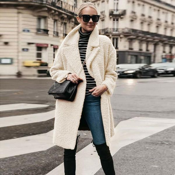 

2020 new women outerwear winter clothing coat new fashion long woolen coat elegant cardigan woolen winter wool jackets j22, Black