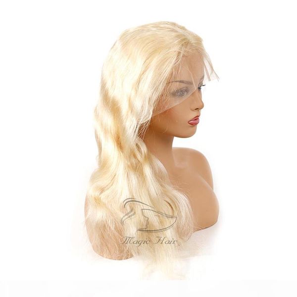 

blonde full lace human hair wigs for black women 613#color body wave brazilian virgin human hair lace front wigs with baby hair, Black;brown
