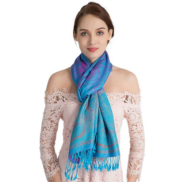 

2021 national wind retro scarf cross-border jacquard cotton cotton shawl cashew rushed to autumn and winter warm scarf zapc, Blue;gray