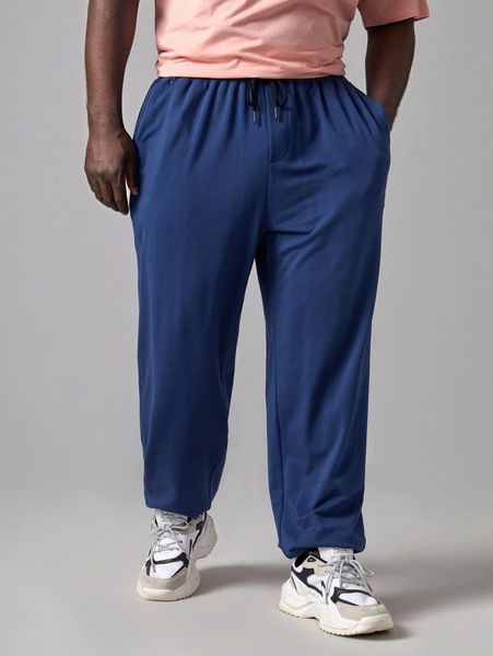 

extended sizes men slant pocket drawstring sweatpants c3to#, Black