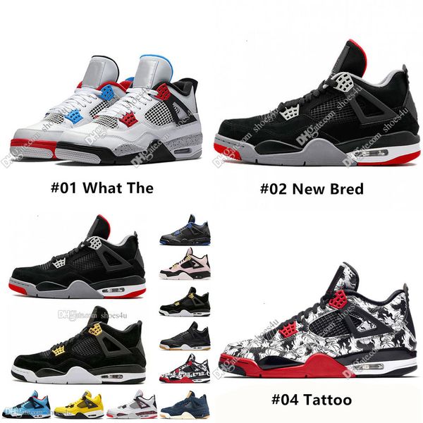 

jack bred 4 4s what the cactus laser wings mens basketball shoes denim blue tattoo pale citron men sports designer sneakers trainers, Black