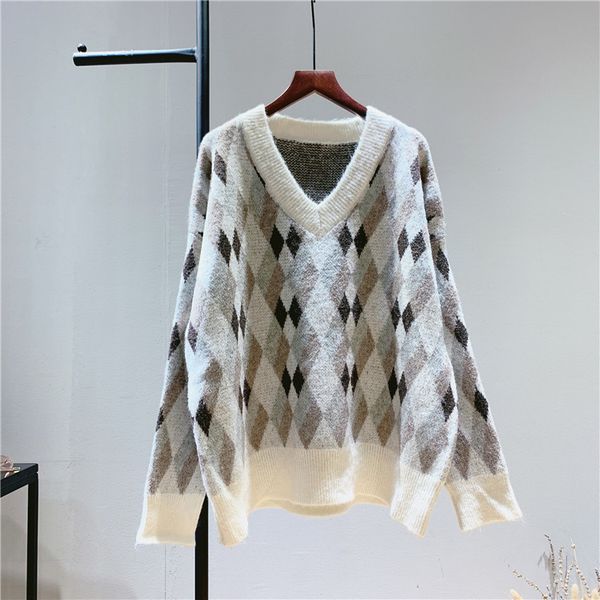 

thick 2021 new neckline sweater fall and winter in woman's luxury clothes from vintage 8sm6 7jc7, White;black