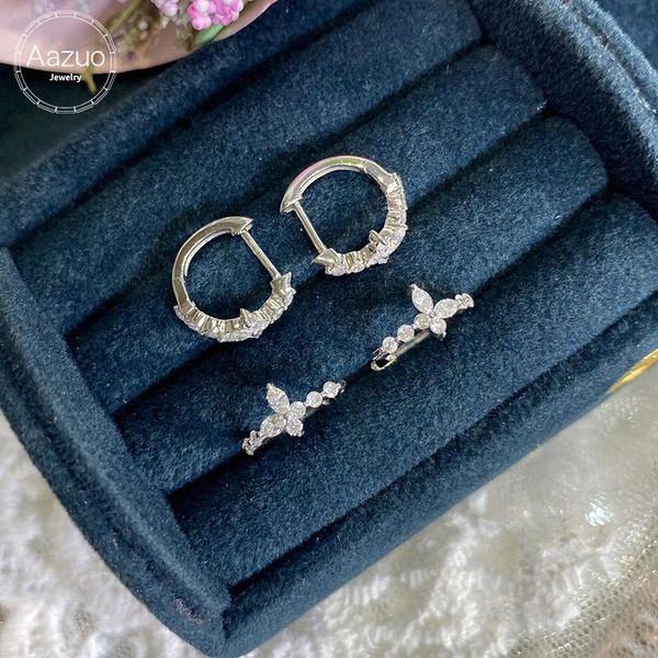 

Aazuo 100% 18K White Gold Yellow Gold Real Diamonds Fairy Butterfly Hoop Earrings For Baby Girl Friend Fashon Gift Thin Au750, Golden;silver