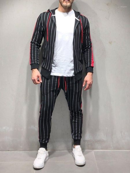 

french track and field autumn and winter new 3d plaid casual men suit european american fashion zipper jacket + casual pants1, Gray