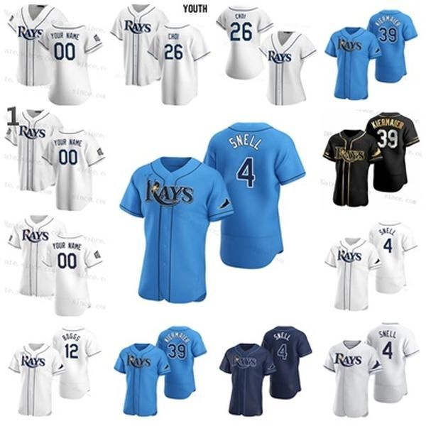 

youth 2020 world series champion jersey 39 4 kevin kiermaier tampa bay ji-man choi wade boggs meadows blake snell morton matt duffy baseball, Black
