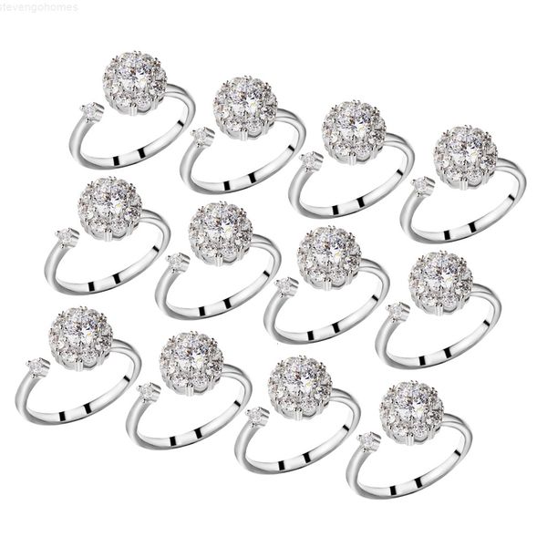 

zirconia 12er ladies partner finger rotating engagement rings, Golden;silver