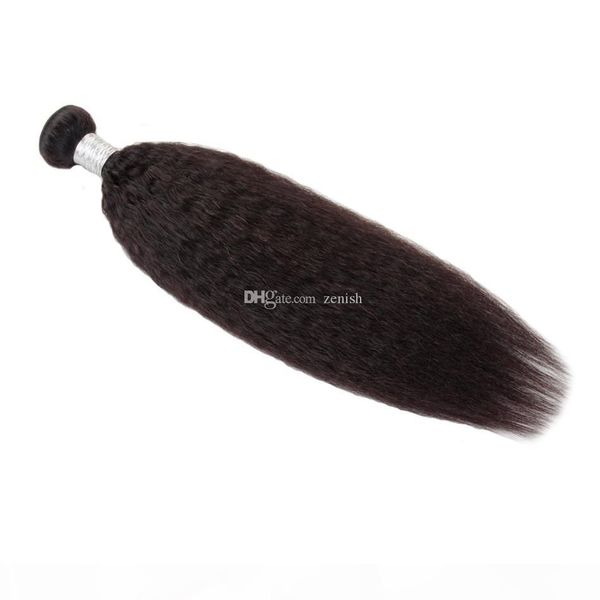 

quality brazilian virgin human hair 4 bundles kinky straight hair extensions 400g peruvian malaysian yaki human hair weft wholesale price, Black