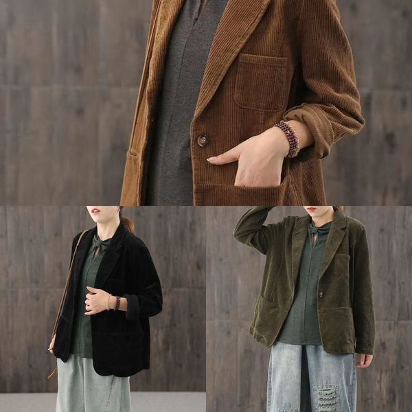 

fngqb women's micro 2020 elastic micro wick corduroy small autumn women's new 2020 new coat wick elastic corduroy suit small coat, Black;gray