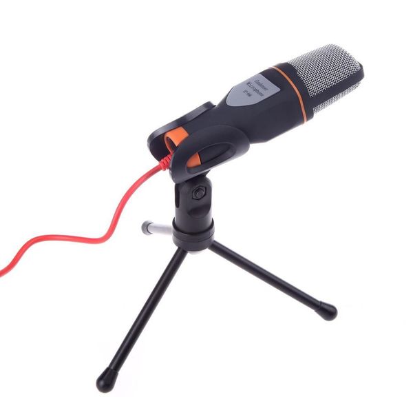 

3.5mm audio wired stereo condenser sf-666 microphone with holder stand clip for pc chatting singing karaoke la bbymty yhshop2010