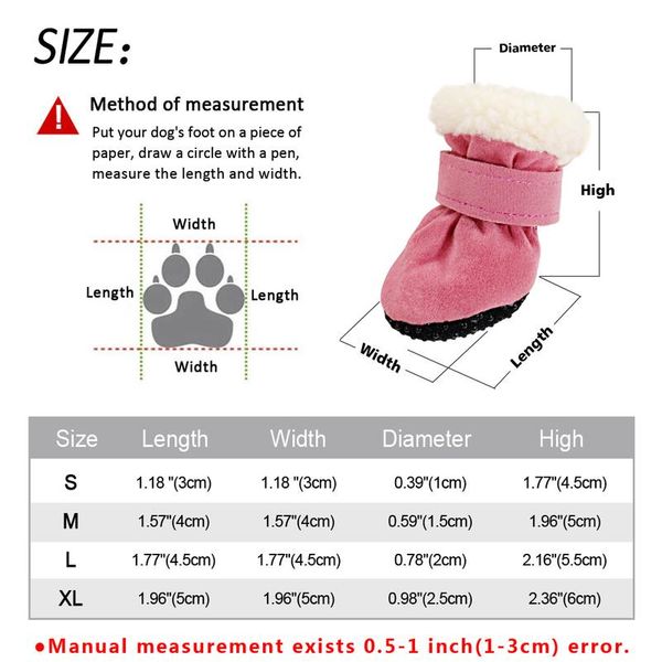 

4pcs pet dog shoes waterproof winter dog boots socks anti-slip puppy cat rain snow booties footwear for small dogs c wmtkbn