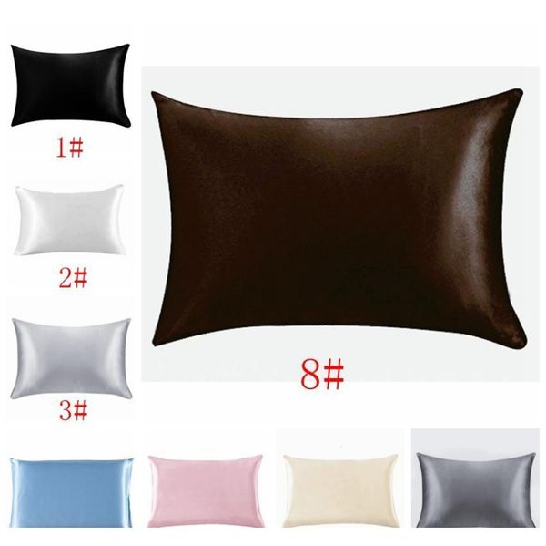 

20*26inch silk satin pillowcase home multicolor ice silk pillow case zipper pillow cover double face envelope beddi bbywaa bdesports