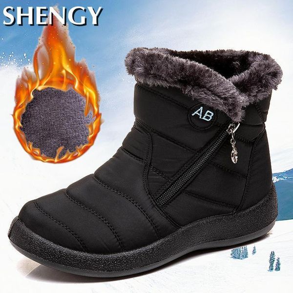 

2020 women shoes snow boots plush warm ankle boots for women winter waterproof winter shoes zip booties1, Black