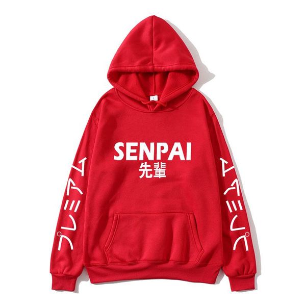 

new winter anime senpai design print fleece men's hoodies sweatshirts men women streetwear funny black hoody man winter clothes