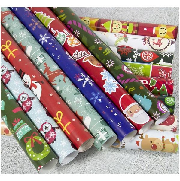 

christmas wrapping paper christmas decoration gift box diy package paper cartoon santa claus snowman deer present sqcyce bbgargden