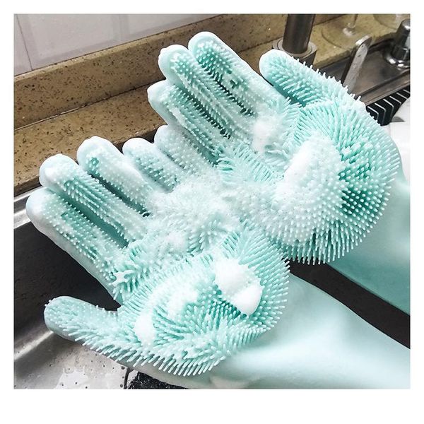 

1pair gloves kitchen sile cleaning gloves magic sile dish washing glove for household scrubber rubber kitchen cl sqcfeh