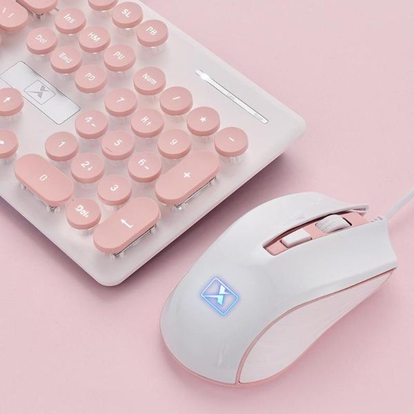 

beesclover 2 pcs/set n518 computer supplies wired gaming waterproof luminous backlight keyboard + mouse convenient office