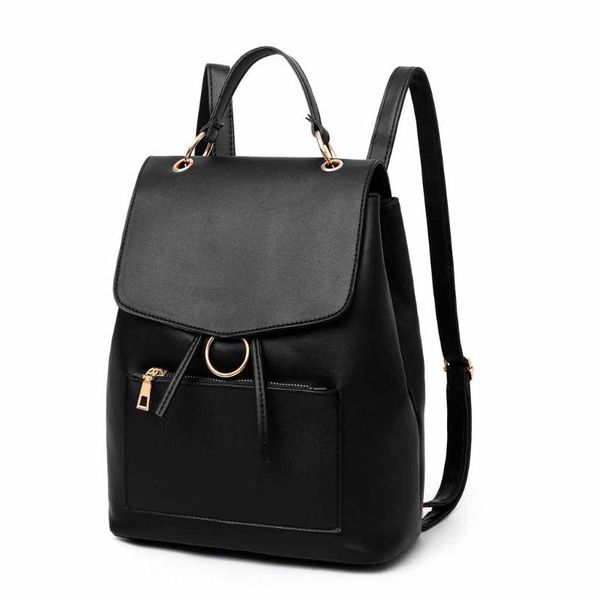 

women solid color simple backpack leather large capacity school bag women casual shoulder bag large capacity student bags