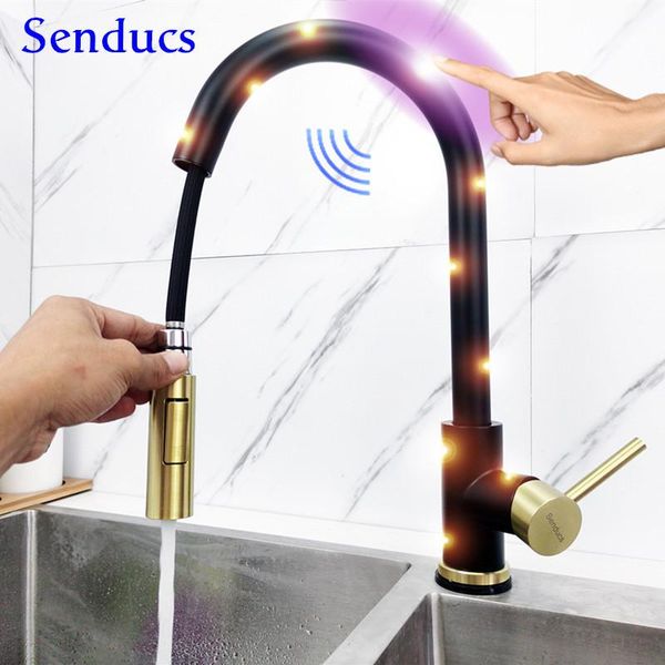 

bathroom sink faucets kitchen faucet sensor touch black gold pull out smart control mixer tap