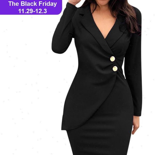 

autumn dress women office lady solid turn down neck long sleeve buttons bodycon work formal dress hip wholesale, Black;gray