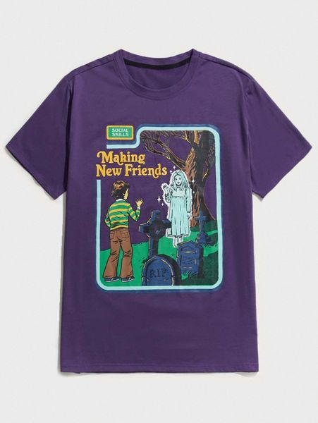 

romwe x stevenrhodes guys slogan figure graphic tee y8li#, White;black