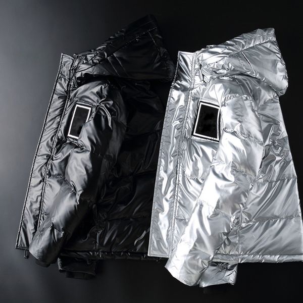 

winter fashion warm down jacket feather men outdoor jacket down-filled hooded thick coat outwear embroidery letters blac, Gray