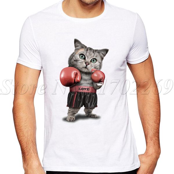 

2019 new fashion pugilism cat printed men t-shirt short sleeve hipster summer cool design tees sport hooded sweatshirt hoodie