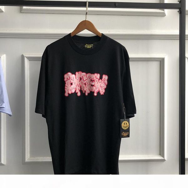 

2020ss drew house smile face melt short sleeve t shirt men women couples tees justin bieber 100% cotton t-shirt t200227, White;black