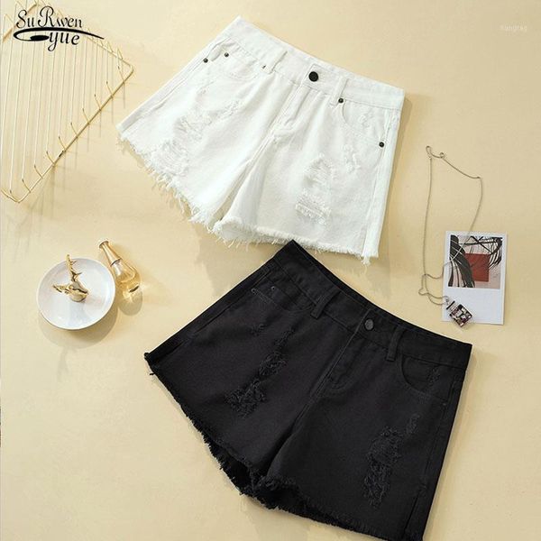 

2021 summer plus size women shorts casual loose shorts high waist korean style new ladies solid fashion chic short femme 98341, White;black