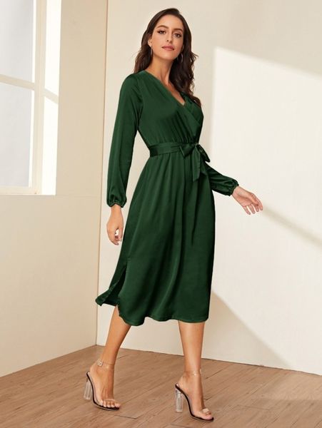 

new women's v-neck lace up waist fashionable street long sleeve drs, Black;gray