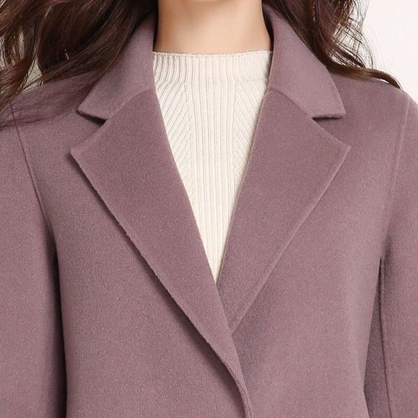 

2020 new autumn winter women's medium and long korean cloth fashion slim woolen overcoat women, Black