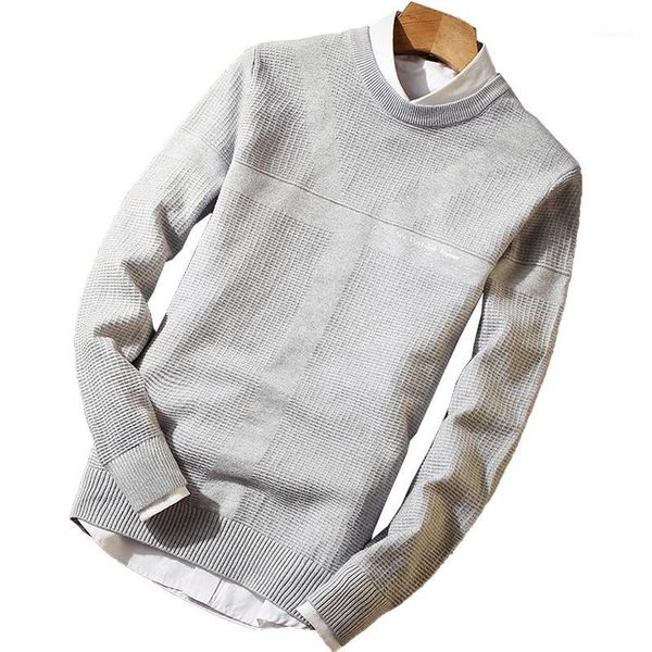 

2018 new autumn winter men's fashion thin slim wild bottoming jersey o-neck 100%polyester plaid warmer pullover sweater w3721, White;black