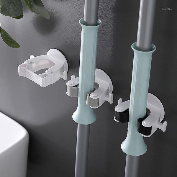 

1/3/6pc mop rack wall mounted mop holder broom holder hanger shelf organizer hook household kitchen organizer bathroom accessory1