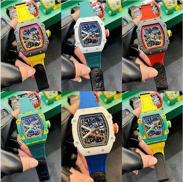 

6 styles master luxury mens watch 57-02 052 27-03 carbon fiber bezel skeleton automatic movement mens sport wristwatches, Slivery;brown