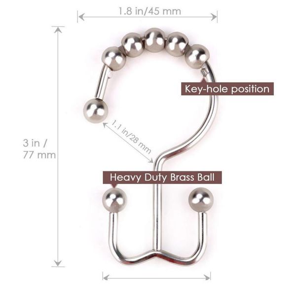 

bath curtain rollerball shower curtain rings hooks 3 roller polished satin nickel ball curtain accessories bathroom sho jllrsb