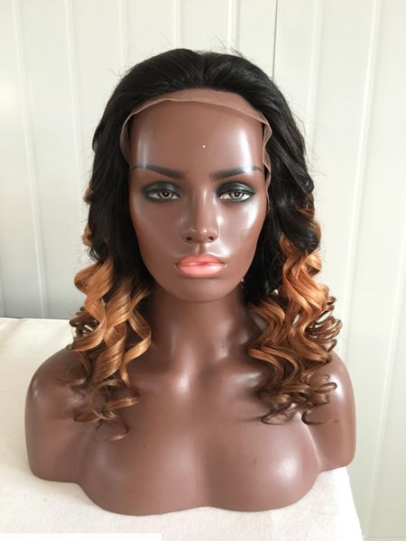 

8-24inch brazilian human hair ombre lace wigs 3tcolor full lace wigs part body wave glueless lace front wigs in stock, Black;brown