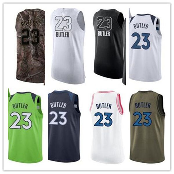 

custom 2020 timberwolve style jerseys black white green grey army green 23 jimmy butler basketball jersey, Black;red