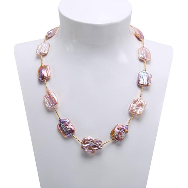 

chains charming wholesale white baroque pearl necklace 16.5-22mm natural lavender south sea party wedding jewery, Silver